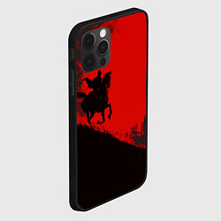 Чехол для iPhone 12 Pro Max Лошадь скачет на красном фоне, цвет: 3D-черный — фото 2