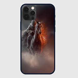 Чехол для iPhone 12 Pro Max Всадник на лошади из тумана, цвет: 3D-черный