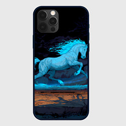 Чехол для iPhone 12 Pro Max Лошадь в синем свете, цвет: 3D-черный