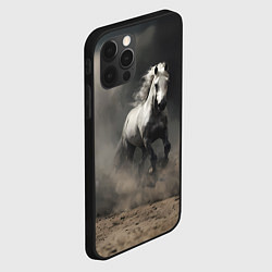 Чехол для iPhone 12 Pro Max Белая лошадь скачет по полю, цвет: 3D-черный — фото 2