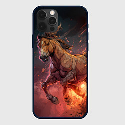 Чехол для iPhone 12 Pro Max Огненная лошадь, цвет: 3D-черный