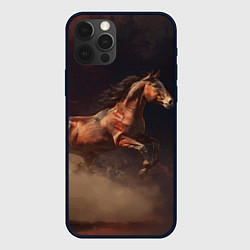 Чехол для iPhone 12 Pro Max Лошадь в прыжке из пыли, цвет: 3D-черный
