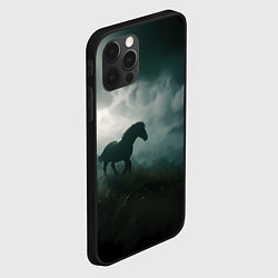 Чехол для iPhone 12 Pro Max Лошадь в поле - буря, цвет: 3D-черный — фото 2