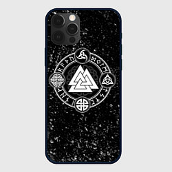 Чехол для iPhone 12 Pro Max Валькнут и символы в круге, цвет: 3D-черный