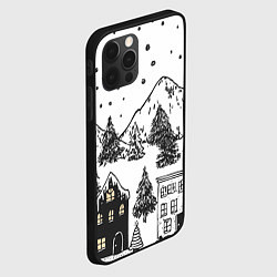 Чехол для iPhone 12 Pro Max Заснеженный черно-белый город, цвет: 3D-черный — фото 2