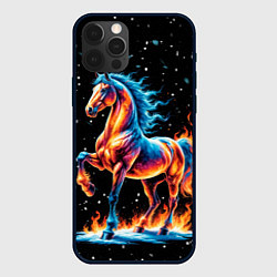 Чехол для iPhone 12 Pro Max Лошадь на снегу, цвет: 3D-черный