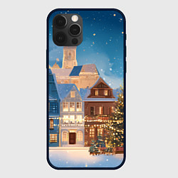 Чехол для iPhone 12 Pro Max Новогодний дворик и елка, цвет: 3D-черный