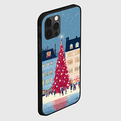 Чехол для iPhone 12 Pro Max Новогоднее гуляние у красной елки, цвет: 3D-черный — фото 2