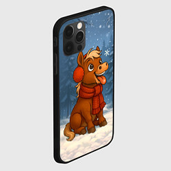 Чехол для iPhone 12 Pro Max Лошадка ловит снежинку, цвет: 3D-черный — фото 2