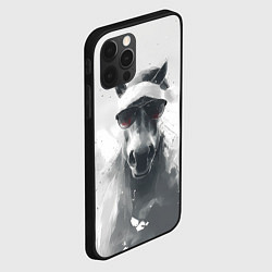 Чехол для iPhone 12 Pro Max Черно-белый новогодний конь, цвет: 3D-черный — фото 2