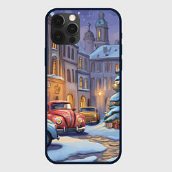 Чехол для iPhone 12 Pro Max Новогодний снежный двор, цвет: 3D-черный