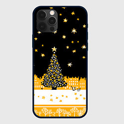 Чехол для iPhone 12 Pro Max Новый год в черно-желтом стиле, цвет: 3D-черный