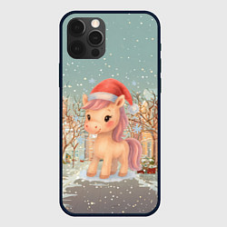 Чехол для iPhone 12 Pro Max Маленькая новогодняя милая лошадка, цвет: 3D-черный