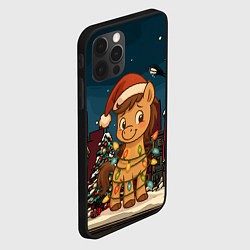 Чехол для iPhone 12 Pro Max Лошадка в новогодней гирлянде, цвет: 3D-черный — фото 2