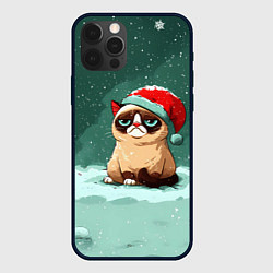 Чехол для iPhone 12 Pro Max Мем Новогодний котик, цвет: 3D-черный
