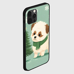 Чехол для iPhone 12 Pro Max Новогодний песик с елочкой, цвет: 3D-черный — фото 2