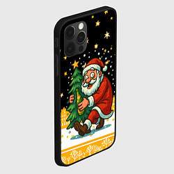 Чехол для iPhone 12 Pro Max Пьяный Санта с елкой и шампанским, цвет: 3D-черный — фото 2