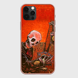 Чехол для iPhone 12 Pro Max Скелет с гитарой, цвет: 3D-светло-розовый