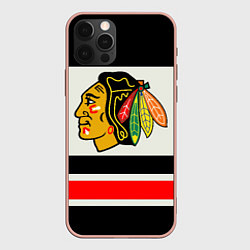 Чехол для iPhone 12 Pro Max Chicago Blackhawks, цвет: 3D-светло-розовый