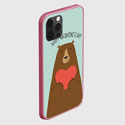 Чехол для iPhone 12 Pro Max Медведь с сердцем, цвет: 3D-малиновый — фото 2