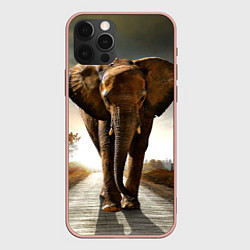 Чехол для iPhone 12 Pro Max Дикий слон, цвет: 3D-светло-розовый