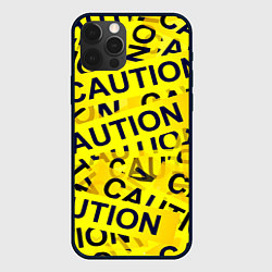 Чехол для iPhone 12 Pro Max Caution, цвет: 3D-черный