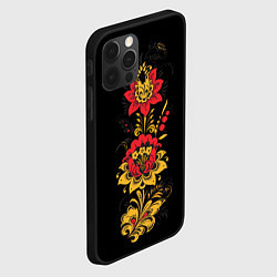 Чехол для iPhone 12 Pro Max Хохлома: цветы, цвет: 3D-черный — фото 2