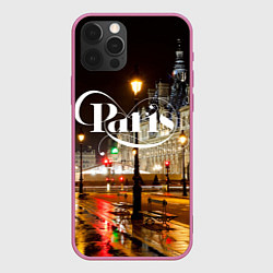 Чехол для iPhone 12 Pro Night Paris, цвет: 3D-малиновый