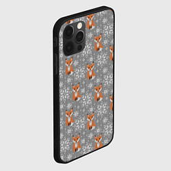Чехол для iPhone 12 Pro Зимние лисицы, цвет: 3D-черный — фото 2