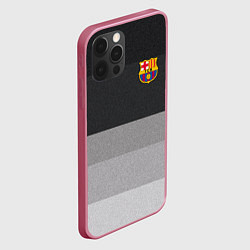 Чехол для iPhone 12 Pro ФК Барселона: Серый стиль, цвет: 3D-малиновый — фото 2
