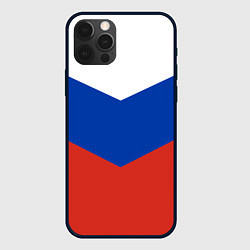 Чехол для iPhone 12 Pro Российский триколор, цвет: 3D-черный
