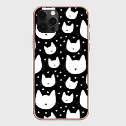 Чехол для iPhone 12 Pro Love Cats Pattern, цвет: 3D-светло-розовый