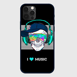 Чехол для iPhone 12 Pro I like music - skull, цвет: 3D-черный