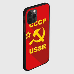 Чехол для iPhone 12 Pro СССР - серп молот, цвет: 3D-черный — фото 2
