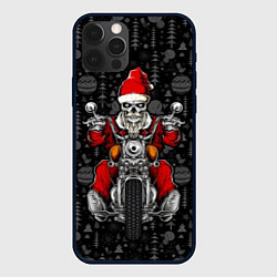Чехол для iPhone 12 Pro Santa skeleton on a motorcycle, цвет: 3D-черный