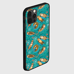 Чехол для iPhone 12 Pro Весёлые выдры - семейство, цвет: 3D-черный — фото 2