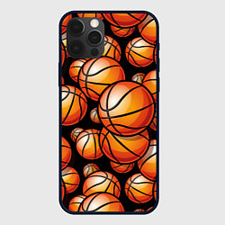 Чехол для iPhone 12 Pro Баскетбольные яркие мячи, цвет: 3D-черный
