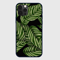Чехол для iPhone 12 Pro Тропические большие листья, цвет: 3D-черный