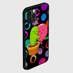 Чехол для iPhone 12 Pro Влюбленные кактус и шарик, цвет: 3D-черный — фото 2