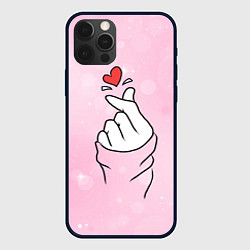 Чехол для iPhone 12 Pro Сердечко пальцами, цвет: 3D-черный