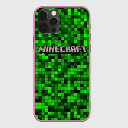 Чехол для iPhone 12 Pro MINECRAFT CREEPER КАПЮШОН, цвет: 3D-малиновый