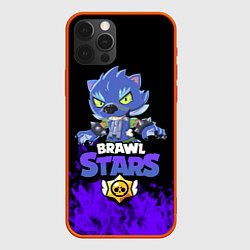 Чехол для iPhone 12 Pro Brawl stars leon оборотень, цвет: 3D-красный