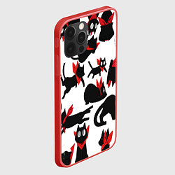 Чехол для iPhone 12 Pro Черный котик, цвет: 3D-красный — фото 2