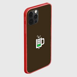Чехол для iPhone 12 Pro Батарейка заряд чашка кофе, цвет: 3D-красный — фото 2