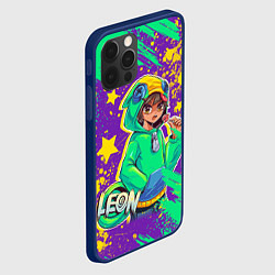 Чехол для iPhone 12 Pro BRAWL STARS LEON, цвет: 3D-тёмно-синий — фото 2