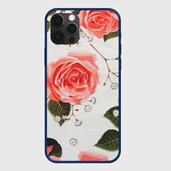 Чехол для iPhone 12 Pro Нежные розы, цвет: 3D-тёмно-синий