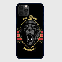Чехол для iPhone 12 Pro Кыргызстан - черный лев, цвет: 3D-черный