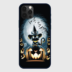 Чехол для iPhone 12 Pro Хэллоуин Кот, цвет: 3D-черный