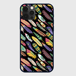 Чехол для iPhone 12 Pro Feathers, цвет: 3D-черный