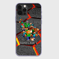 Чехол для iPhone 12 Pro MINECRAFT МАНКРАФТ, цвет: 3D-светло-сиреневый